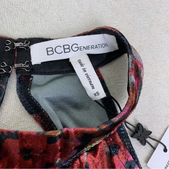 NWT BCBG Floral Velvet Halter Cut Out Midi Dress - Picture 8 of 14